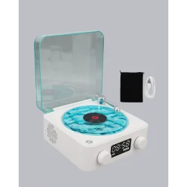 3-ü-1 Gece Işığı Bluetooth Hoparlör Dijital Saat Vintage Plak Çalar Tasarımlı