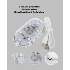 Araç İçi Ve Ev Kullanımı İçin 7 Renkli Dekoratif Led Lamba