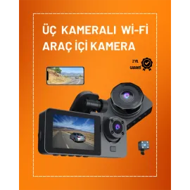 Full Hd Çözünürlüklü Üç Kameralı Araç İçi Kamera – Park Ve Sürüş Güvenliği