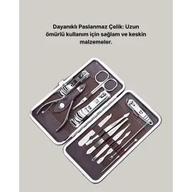 Profesyonel Tırnak Bakım Seti Çelik Aletli Şık Deri Çantalı