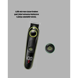 5’i 1 Arada Şarjlı Tıraş Makinesi – Paslanmaz Çelik Başlıklı, Yüz ve Vücut Bakım Cihazı