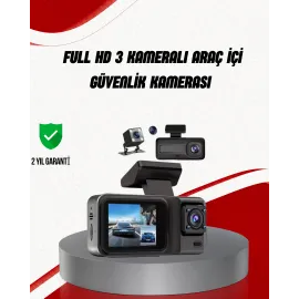 Ön Arka Ve İç Kamera Dashcam 360° Kapsamlı Full Hd Araç Güvenlik Sistemi