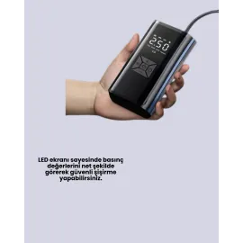 80W Kablosuz Dijital Ekranlı Taşınabilir Lastik Şişirme Pompası