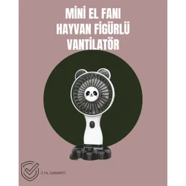 Hayvan Figürlü Mini El Fanı – USB Şarjlı Sessiz Vantilatör