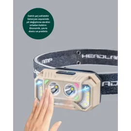 Uzun Menzilli Sensörlü Led Kafa Lambası Kamp Ve Yürüyüş