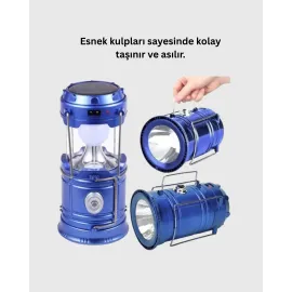 Güneş Enerjili Katlanabilir Kızaklı Kamp Feneri – USB Şarjlı, Çok Yönlü ve Dayanıklı Tasarım