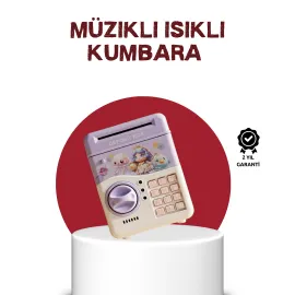 Atm Tasarımlı Şifreli Işıklı Çocuk Kumbarası Mor