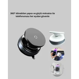 Araç İçi Manyetik Telefon Tutucu 360° Döner Vakumlu Stand