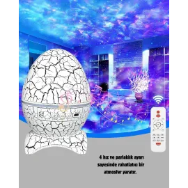 Yıldızlı Gökyüzü Dinozor Yumurta Projektör –  Ayarlanabilir Parlaklık ve Hız