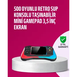 500 Oyunlu 3,5” Elde Taşınabilir Mini Oyun Konsolu – Şarjlı, Tv Bağlantılı