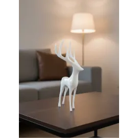 Beyaz Dekoratif Geyik Figürü Şık Ev Aksesuarı