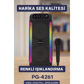 Rgb Işıklı Çift Hoparlörlü Taşınabilir Bluetooth Speaker Ve Mikrofon