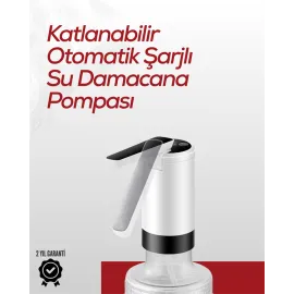 8000 Mah Usb Şarjlı Su Pompası | Tek Tuşla Başlat/durdur | Cam Damacana Uyumlu | Enerji Tasarruflu 4W Güç