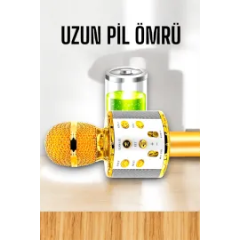 Kablosuz Bluetooth Karaoke Mikrofon USB ve AUX Girişli, Yüksek Ses Kalitesi