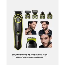 5’I 1 Arada Şarjlı Erkek Bakım Seti Led Göstergeli Ve Suya Dayanıklı