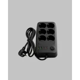 2500W Güçlü 6’Lı Priz Usb Ve Type-C Çıkışlı Termal Korumalı
