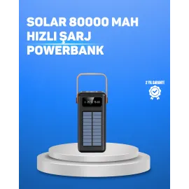 80000 Mah Yüksek Kapasiteli Powerbank Göstergeli Solar Şarj Cihazı