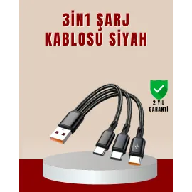 3’Ü 1 Arada Hızlı Şarj Kablosu – Ios Android Type-C Uyumlu