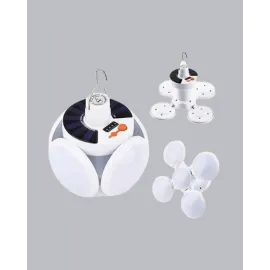 Güneş Enerjili ve USB Şarjlı LED Kamp Lambası – 5 Farklı Işık Modlu, Askılı Tasarım