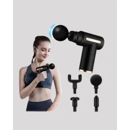 Sporcu Kas Masaj Tabancası 6 Kademe Güçlü Titreşim 4 Başlık Şarjlı Masaj Aleti