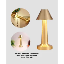 Kablosuz Led Masa Lambası 1800Mah 3 Renk Aydınlatma Dokunmatik