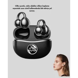 Bluetooth 5.4 Kablosuz Kulaklık – Açık Kulak Güvenli Tasarım ve Hızlı Şarj Özelliği