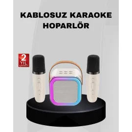 Taşınabilir Karaoke Hoparlör Bluetooth 5.0 ve Çift Mikrofonlu
