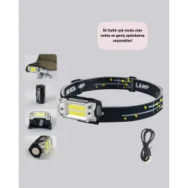 Kafa Lambası Led Fener Pratik Taşınabilir Ayarlanabilir Usb Şarjlı