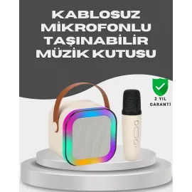 Kablosuz Karaoke Mikrofon Hoparlör Seti Güçlü Ses Çıkışı