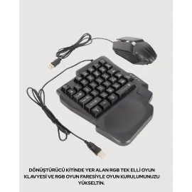 Mobil PUBG Oyuncuları İçin 5in1 Klavye Mouse Oyun Seti – BT5.3 Destekli