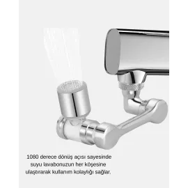 1080 Derece Musluk Aparatı – Tüm Lavabolara Uygun Esnek Başlık ve Su Akış Kontrolü