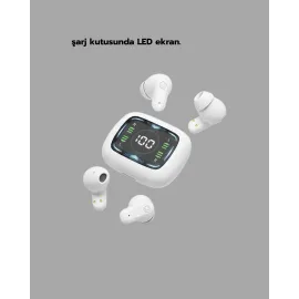 Led Ekranlı Şarj Kutulu Kablosuz Kulaklık Net Arama Özellikli