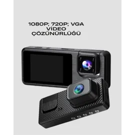 1080P 3 Kameralı Araç Dvr – Döngü Kayıt Ve Geri Görüş Özellikli