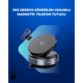 Güçlü Manyetik Tutuşlu 360° Döner Araç Telefon Tutucu – Vakumlu Montajlı
