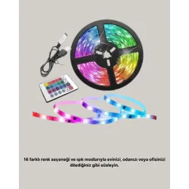 Smart Şerit Led Kumandalı Usb Enerjili Suya Dayanıklı Dekoratif Aydınlatma