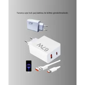 67W Süper Hızlı Şarj Adaptörü Ve Kablo Seti – Güvenli, Kompakt Ve Ergonomik Tasarım