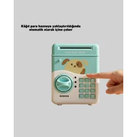 ATM Görünümlü Su Yeşili Otomatik Para Çeken Şifreli Kumbara