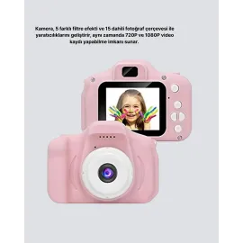 8 Megapiksel Mini Çocuk Kamerası Hd Ekranlı Darbeye Dayanıklı Ve Şarjlı