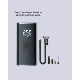 80W Kablosuz Dijital Ekranlı Taşınabilir Lastik Şişirme Pompası