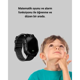 S10 Siyah Akıllı Çocuk Saati Anlık Konum Takibi ve Rota Geçmişi