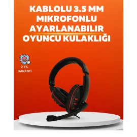 Stereo Kırmızı Gaming Kulaklığı Yumuşak Pedli Mikrofonlu