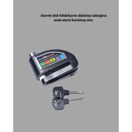 Motosiklet Ve Bisiklet İçin 6Mm Pinli Alarmlı Disk Kilidi
