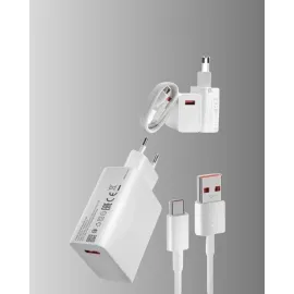 67W Süper Hızlı Şarj Adaptörü ve Kablo Seti – Güvenli, Kompakt ve Ergonomik Tasarım