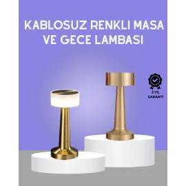 Touch Gece Lambası – Dokunmatik Kontrol, Kablosuz Kullanım, Metal Gövde