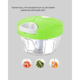 El Tipi Yiyecek Kıyıcı Üç Bıçaklı Pratik Doğrayıcı