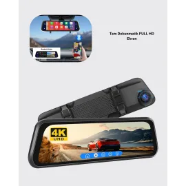 Ön Arka Kameralı Dokunmatik Dikiz Aynası 170° Geniş Açı