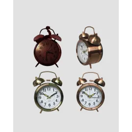 Retro Tarz Bronz Dekoratif Masa Saati Metal Gövde Yüksek Sesli Alarm
