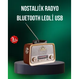 Taşınabilir Nostalji Radyo Bluetooth Usb Aux Girişli