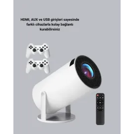 4K Wi-Fi 6 Projeksiyon Cihazı – 10.000+ Oyun Desteği, Kablosuz Bağlantı ve Çoklu Giriş Portları