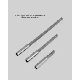 Ergonomik 16 Parça Bits Tornavida Uç Ve Adaptör Seti